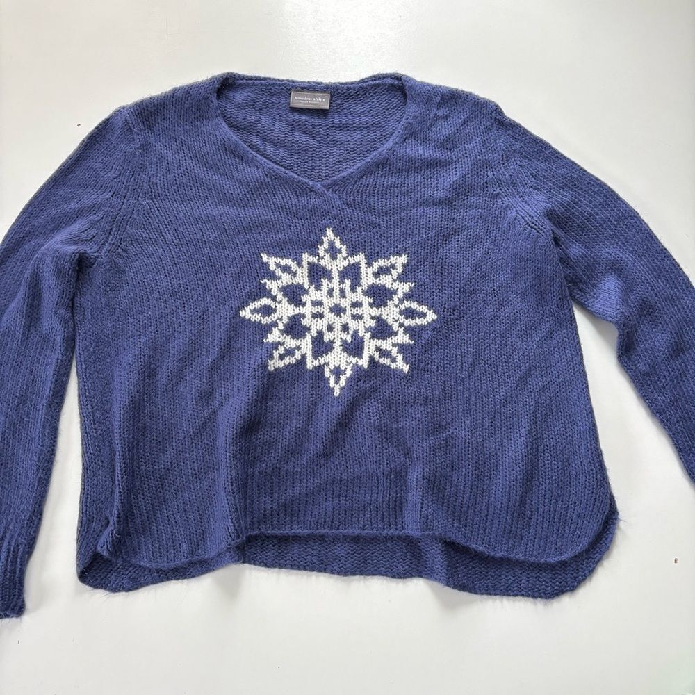 Wooden Ships Snowflake Sweater Blue XS/S